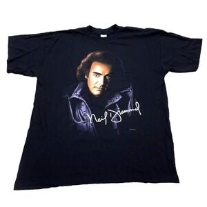 Vintage Neil Diamond Shirt Men XL Black 90s Band Tee Concert Tour USA 1996 Adult